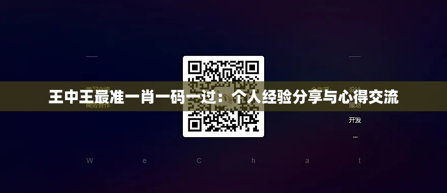 王中王最准一肖一码一过:个人经验分享与心得交流
