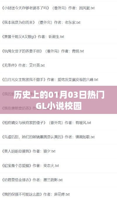校园GL小说热门日,一月三日历史回顾